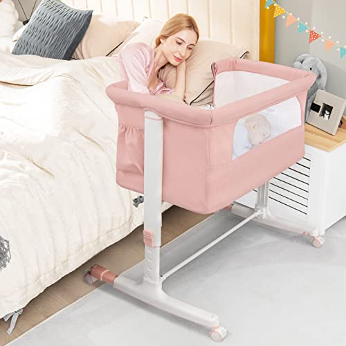 Pink 3 in 1 Folding Bassinet with Mattress B85650