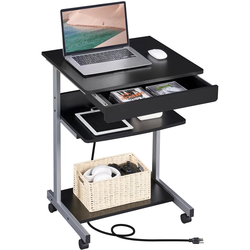 Black 31.5''H Laptop Computer Desk with Power Outlet Z643