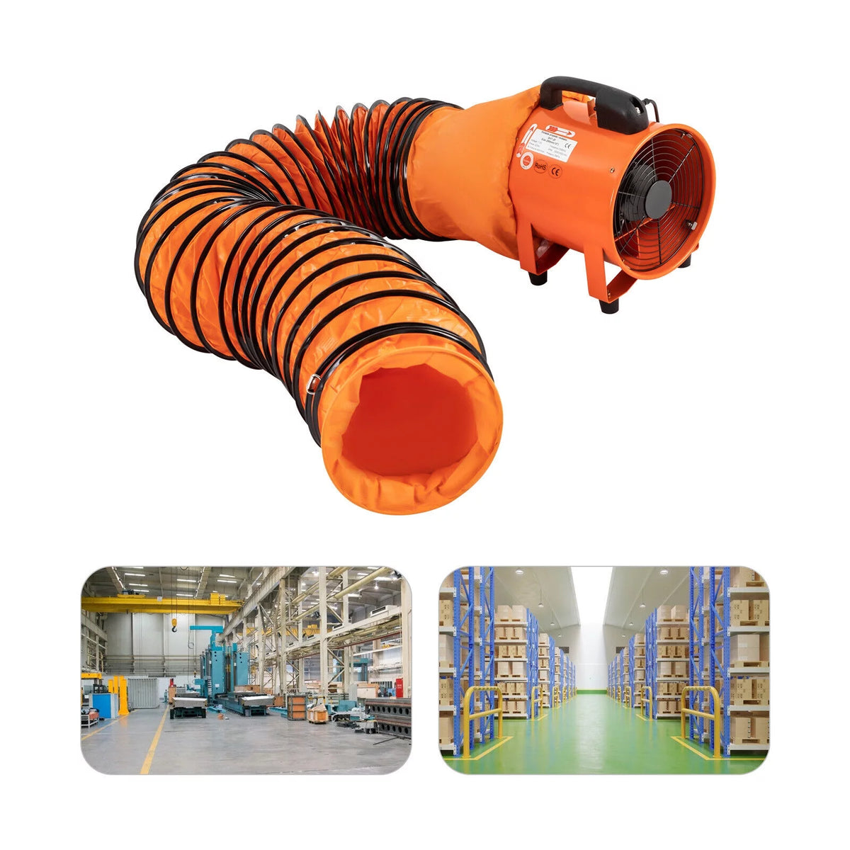 10 Inch Industrial Exhaust Fan with 16 ft Duct Hose I665