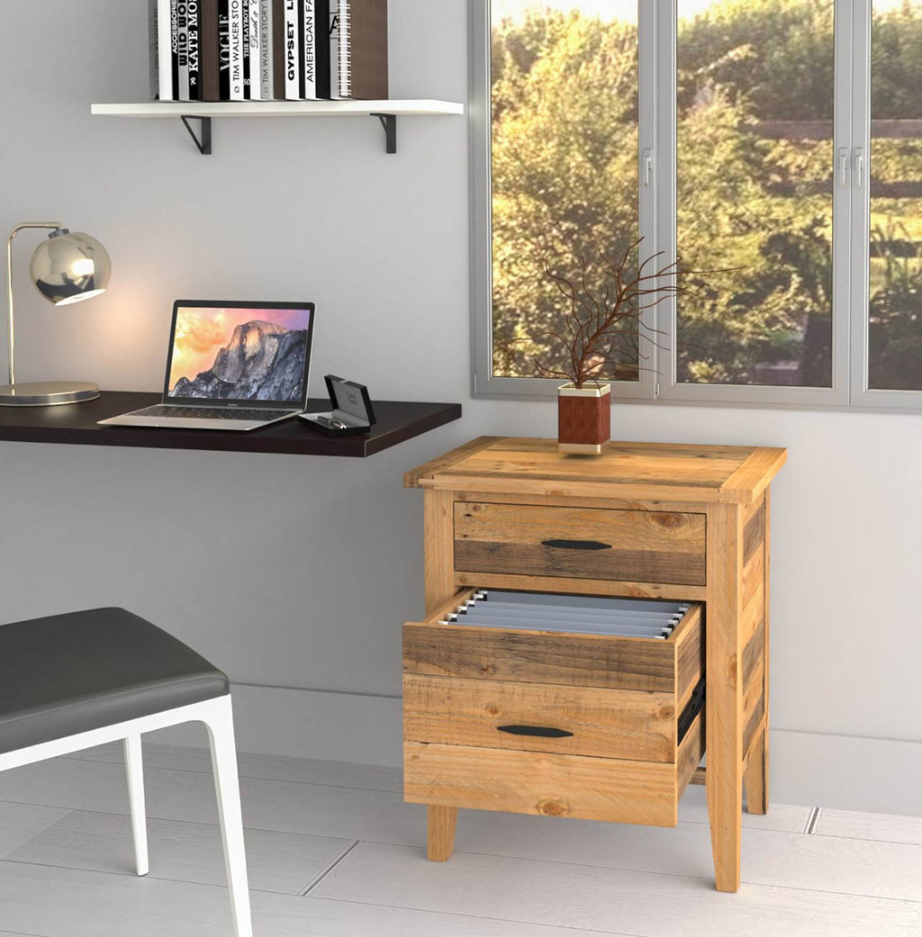 Reclaimed Wood Filing Cabinet with Two Drawers W544054
