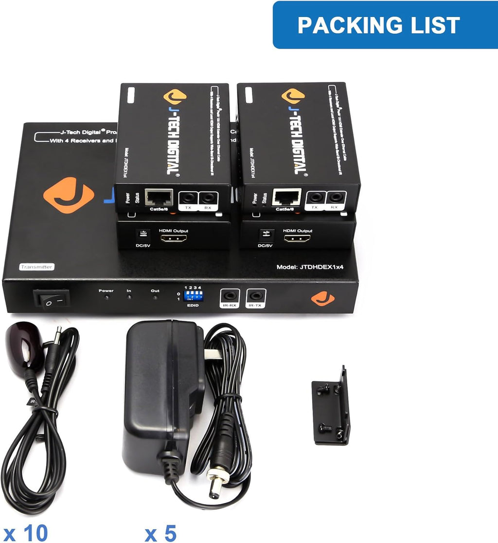 1X8 HDMI Extender Amplifier Splitter Over Ethernet Cable with Bi-Direction IR and EDID Functions Q132