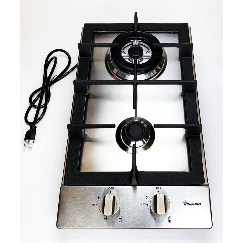 12-in. Built-in Gas Cooktop in Stainless Steel with 2 Sealed Burners H8432