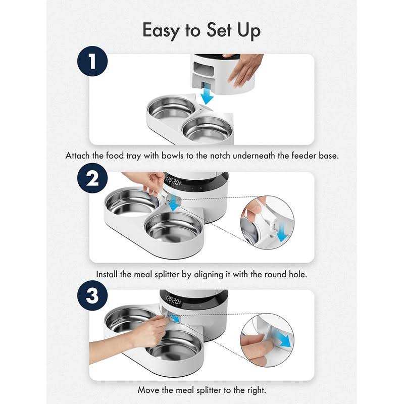 Automatic Pet Food Splitter with Stainless Steel Bowls W50654