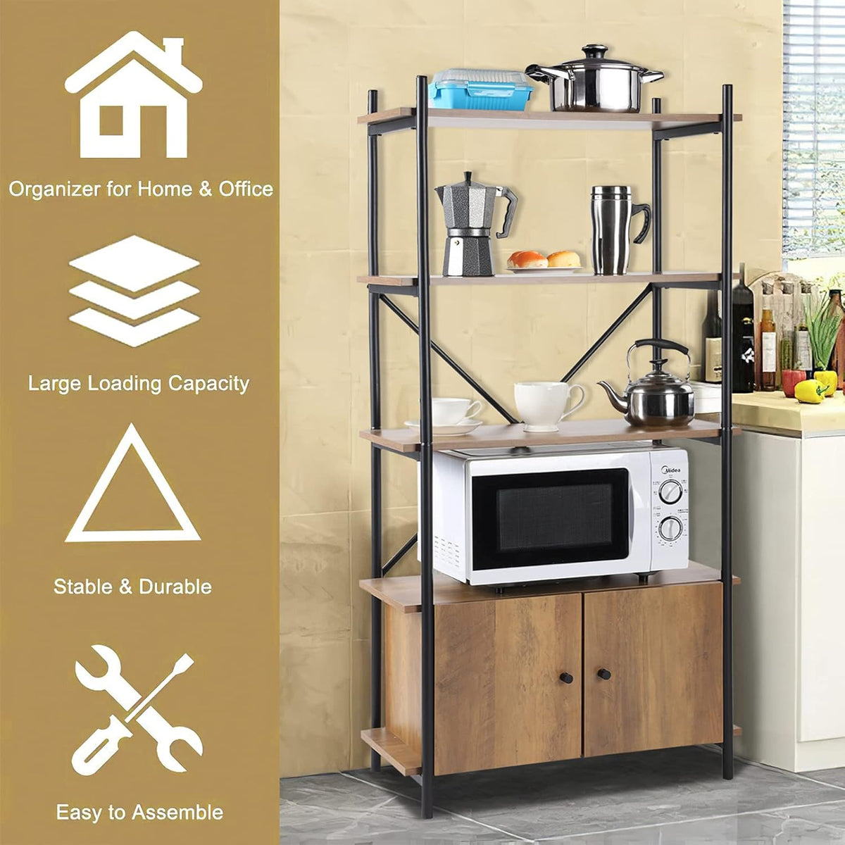 4-Tier Kitchen Storage Shelf with Cabinet R76339