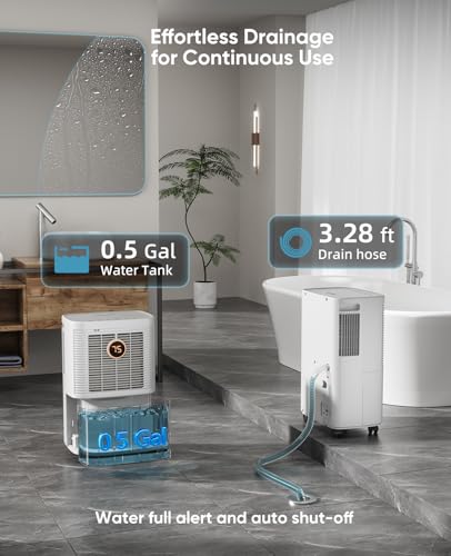 34 Pint Dehumidifier with Drain Hose, White Q96677