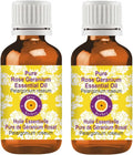 Pure Rose Geranium Essential Oil Steam Distilled 100ml X 2 K5496