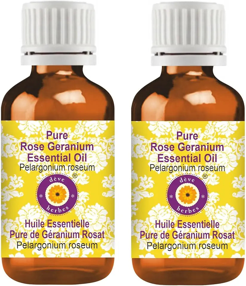 Pure Rose Geranium Essential Oil Steam Distilled 100ml X 2 K5496