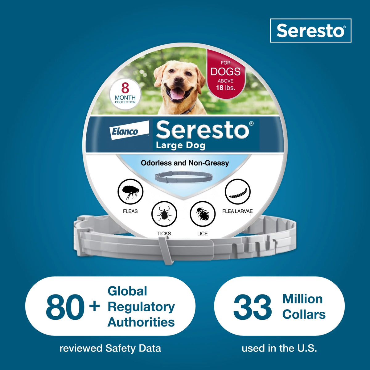 (2 pack) 8-Month Flea & Tick Prevention Collar for Large Dog J3629