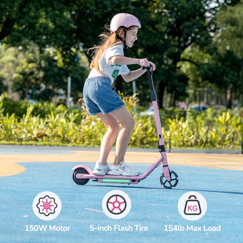 Electric Scooter with Adjustable Speed and Height, Colorful Lights, Double Brake P1114