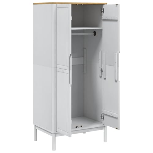 Brown Solid Wood Pine Wardrobe Closet with 1 Large Compartment and Doors E64225