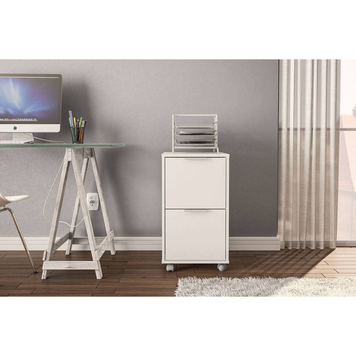 White 2 Drawer File Cabinet J317