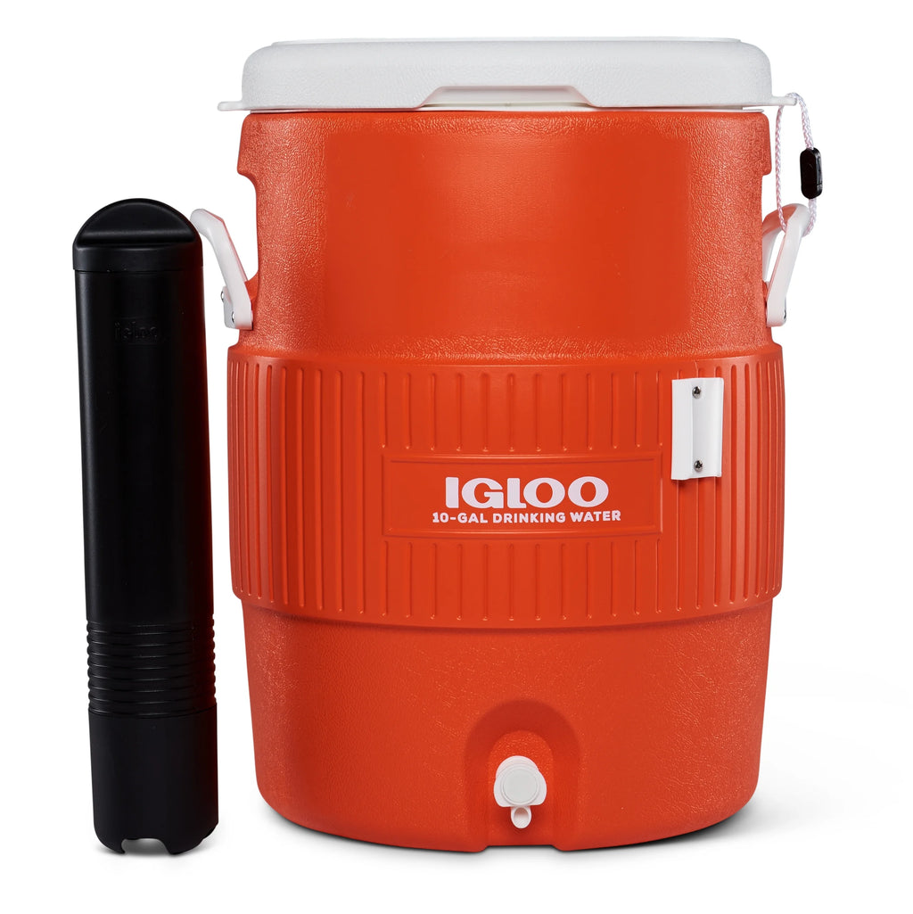 Orange 10-Gallon Water Jug with Cup Dispenser Y83823