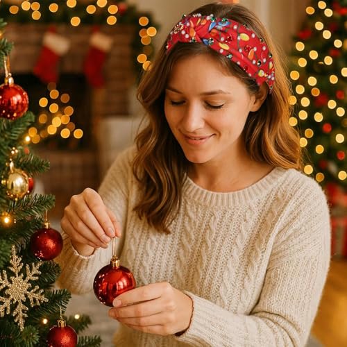 2 Pack Red Green Pearl Rhinestone Crystal Christmas Headband A31857
