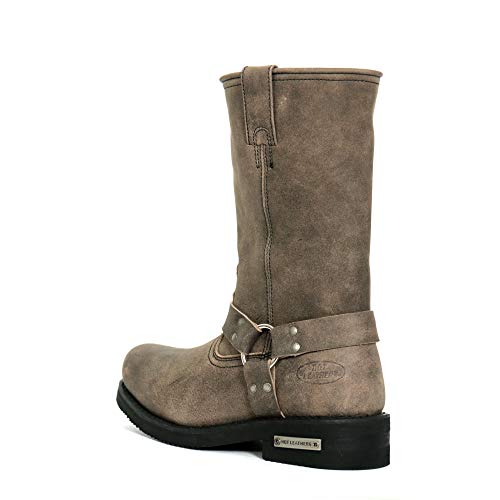 Stone Wash Brown 11-inch Tall Harness Leather Boots Q11821