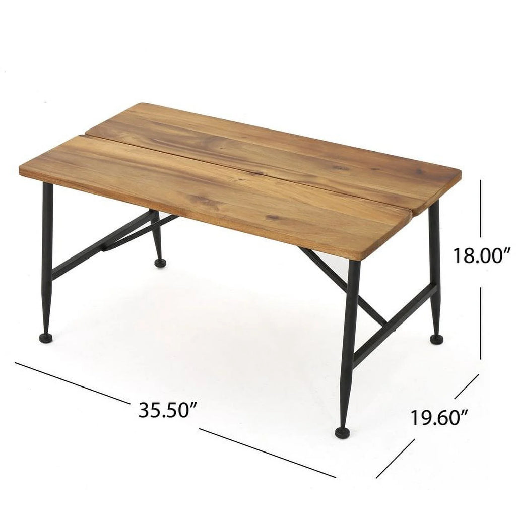 Brown Black Acacia Wood and Iron Coffee Table D756