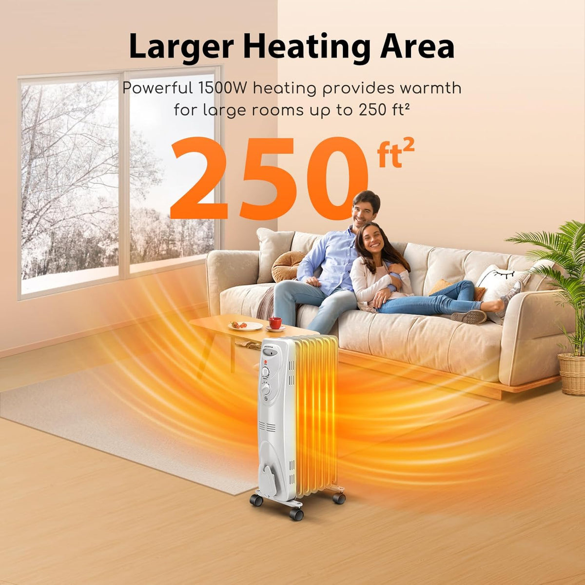 1500W Oil Filled Radiator Heater with 3 Heat Settings O474