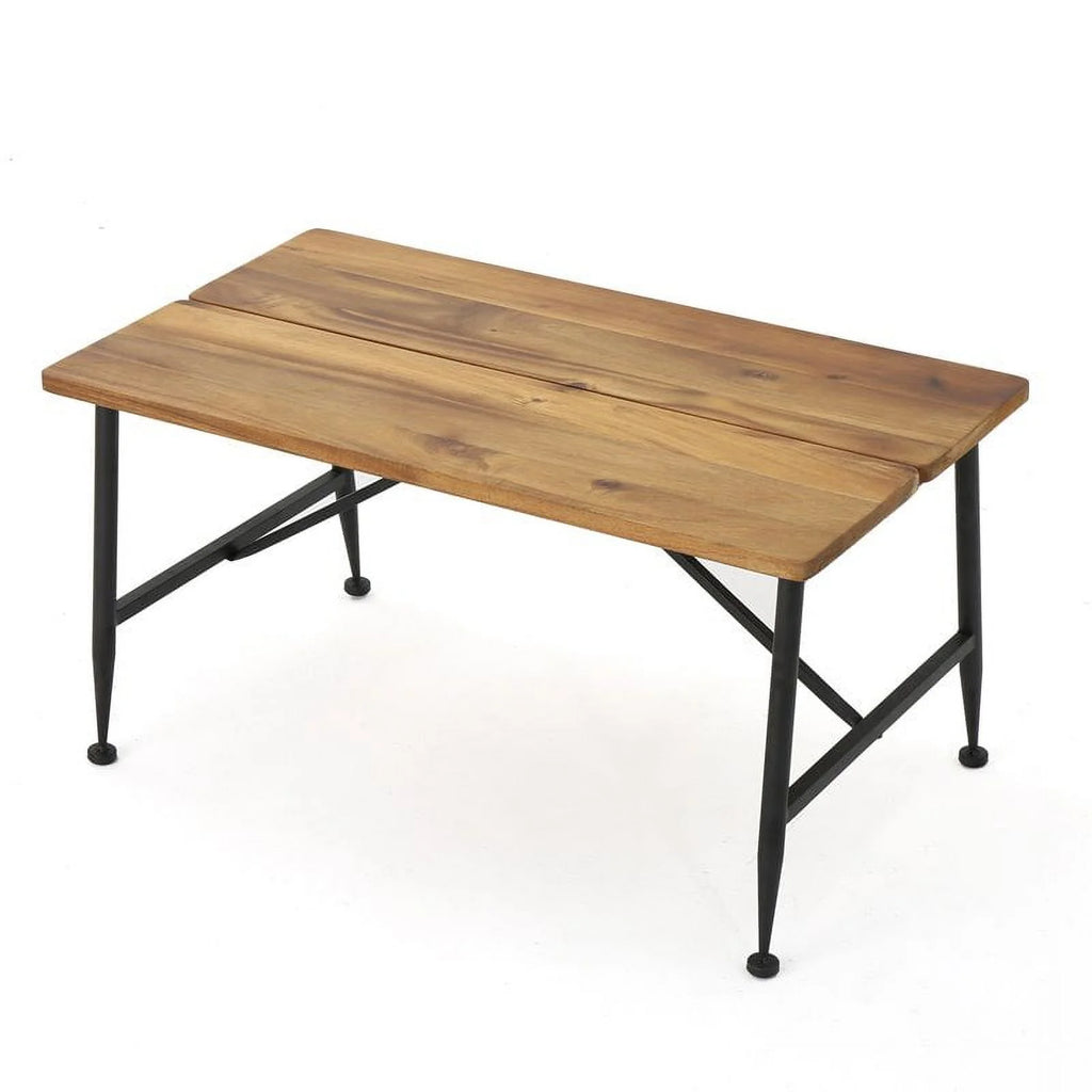 Brown Black Acacia Wood and Iron Coffee Table D756
