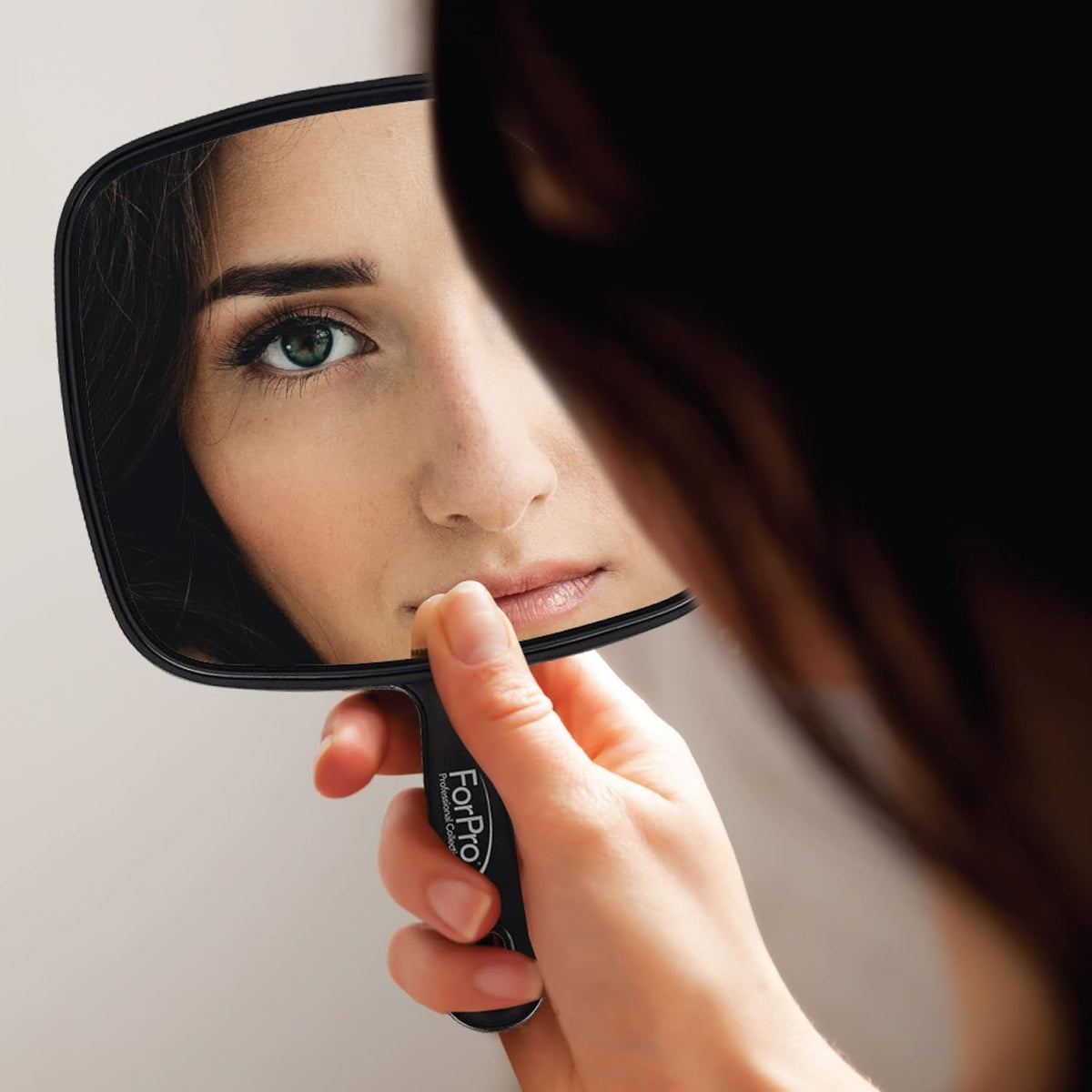 Extra Large Hand Mirror with Handle, 9" W x 12" L, Black X36906