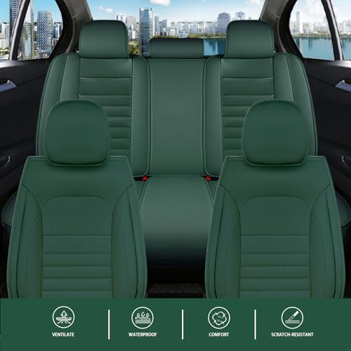 5 Seats Beige Faux Leather Seat Covers E593