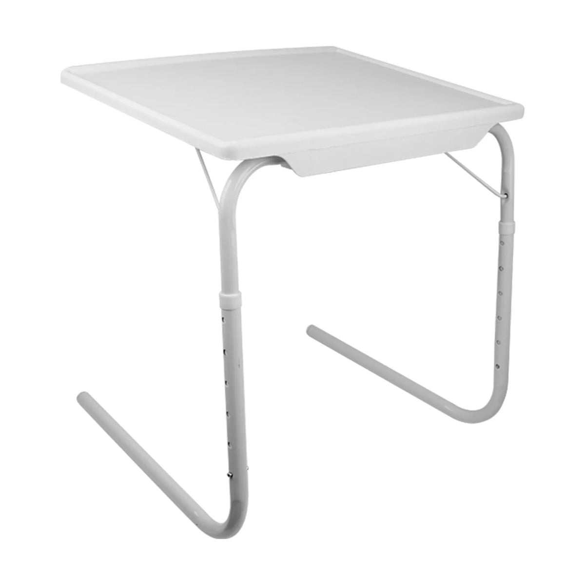 White Folding Snack TV Tray Table, Adjustable Height & Angle Tray, 20" x 15" I191