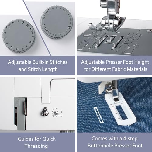 Full Size Sewing Machine with Foot Pedal, Heavy Duty, Portable, Servo Motor, 25 Built-in Stitches, 6 Bobbins, 5 Sewing Feet R961003