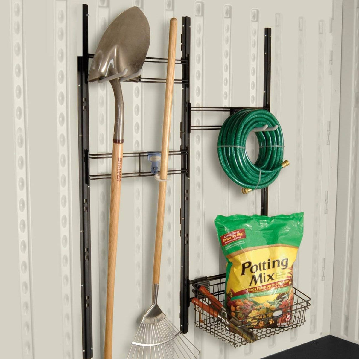 Outdoor Storage Shed Organizer Kit with Hooks and Basket 4 Pack I682539