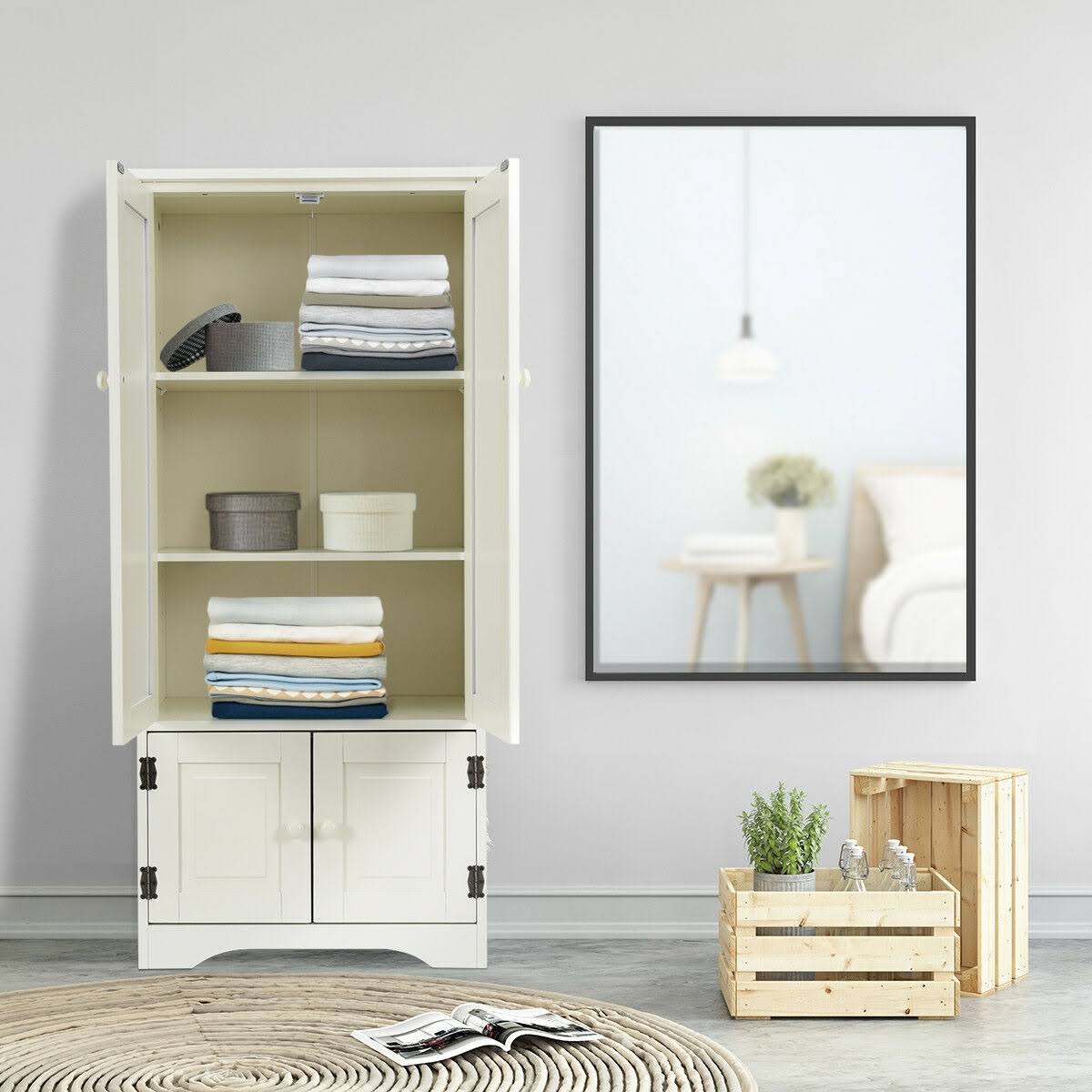 White Adjustable Shelves Storage Cabinet Q8471