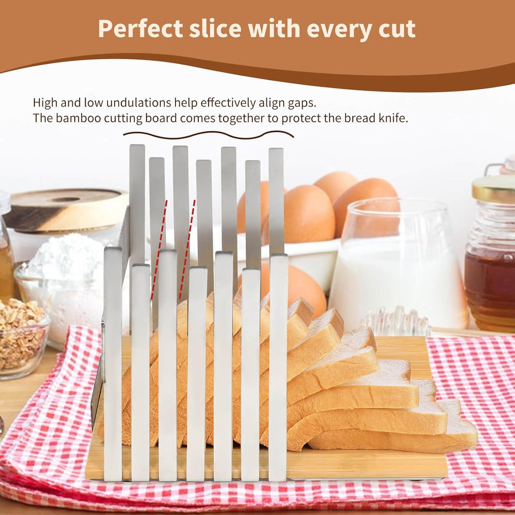 Stainless Steel Bread Slicer with Bamboo Cutting Board D57393