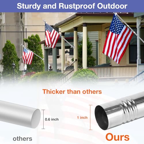 6FT Stainless Steel Flagpole Kit with Holder Bracket Z7593