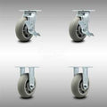 6 inch Thermoplastic Rubber Caster Set with Roller Bearings 2 Brake 2 Rigid Y548