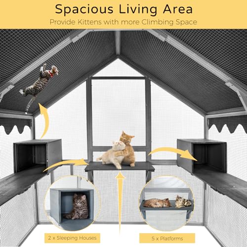 Gray Wooden Cat Enclosure 74”x57”x74” C56475