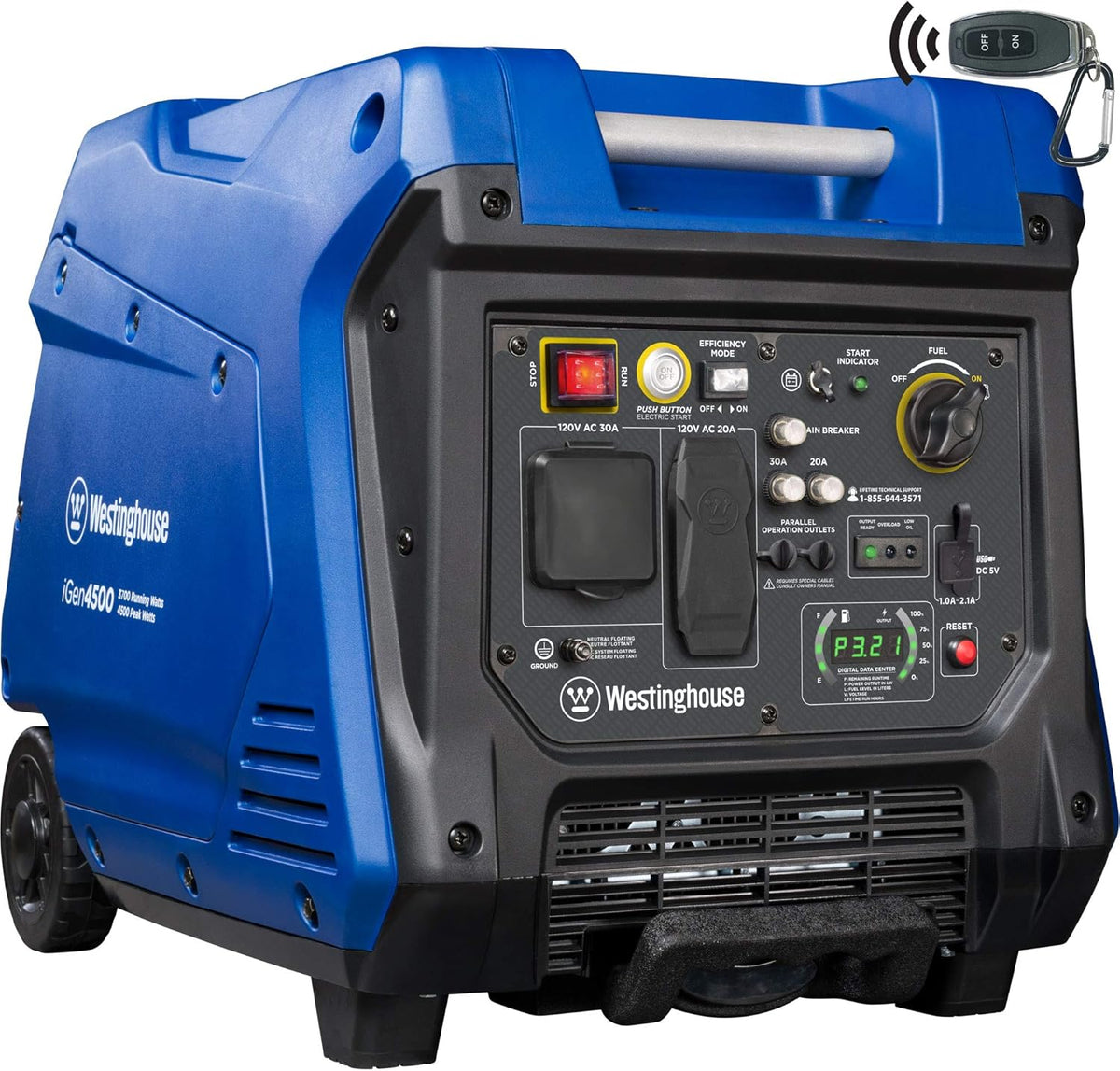 Portable Inverter Generator 4500 Peak Watts Gas Powered Electric Start Z481737