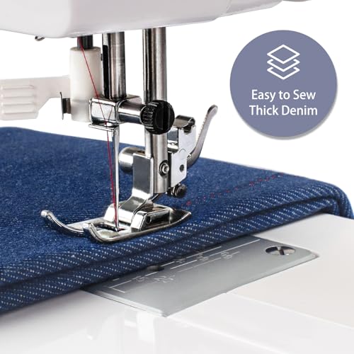 Full Size Sewing Machine with Foot Pedal, Heavy Duty, Portable, Servo Motor, 25 Built-in Stitches, 6 Bobbins, 5 Sewing Feet R961003
