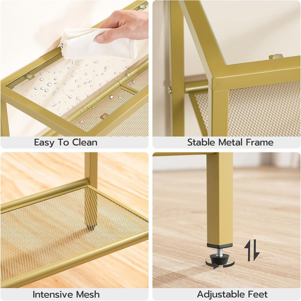 Gold Console Table with Tempered Glass and Metal Frame H61136