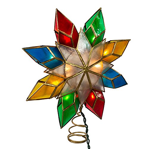 10-Light Multi-Color Capiz Star Tree Topper J7121