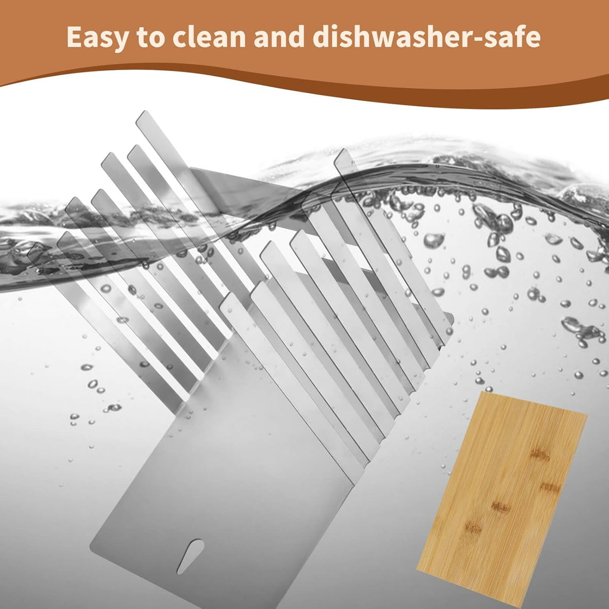 Stainless Steel Bread Slicer with Bamboo Cutting Board D57393