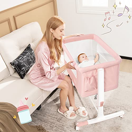 Pink 3 in 1 Folding Bassinet with Mattress B85650