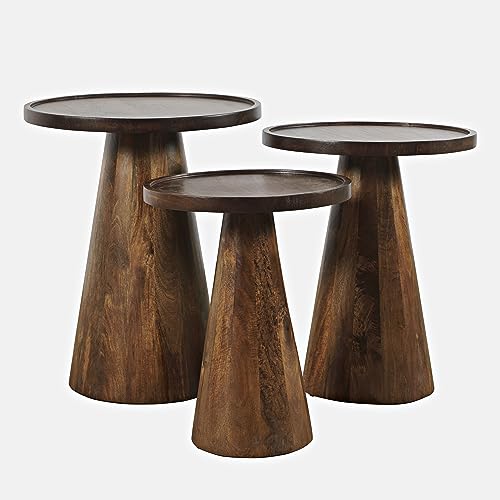 Set of 3 Solid Hardwood Round Nesting Tables D28985