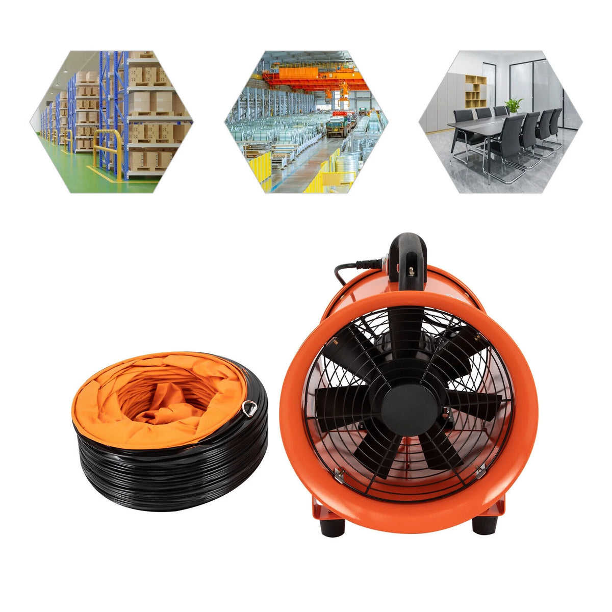 10 Inch Industrial Exhaust Fan with 16 ft Duct Hose I665