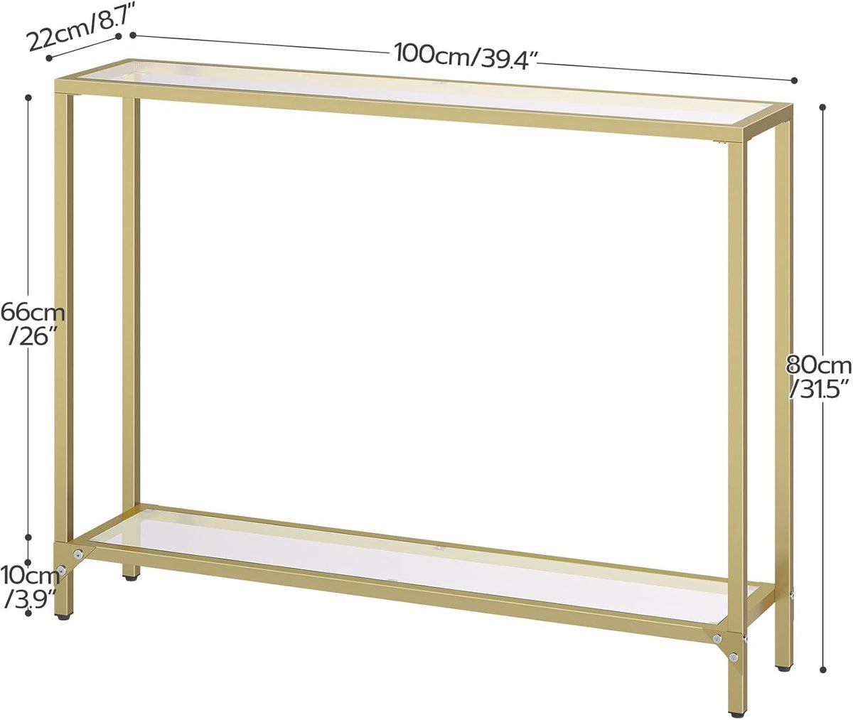 Gold Console Table with Tempered Glass and Metal Frame H61136