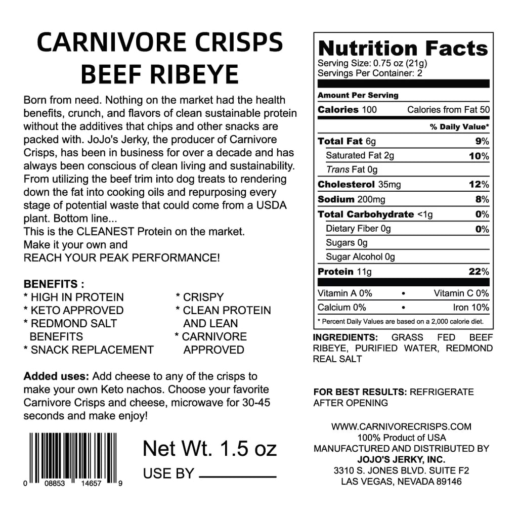 Beef Ribeye Crisps, (3) 1.5 oz Bag G1380