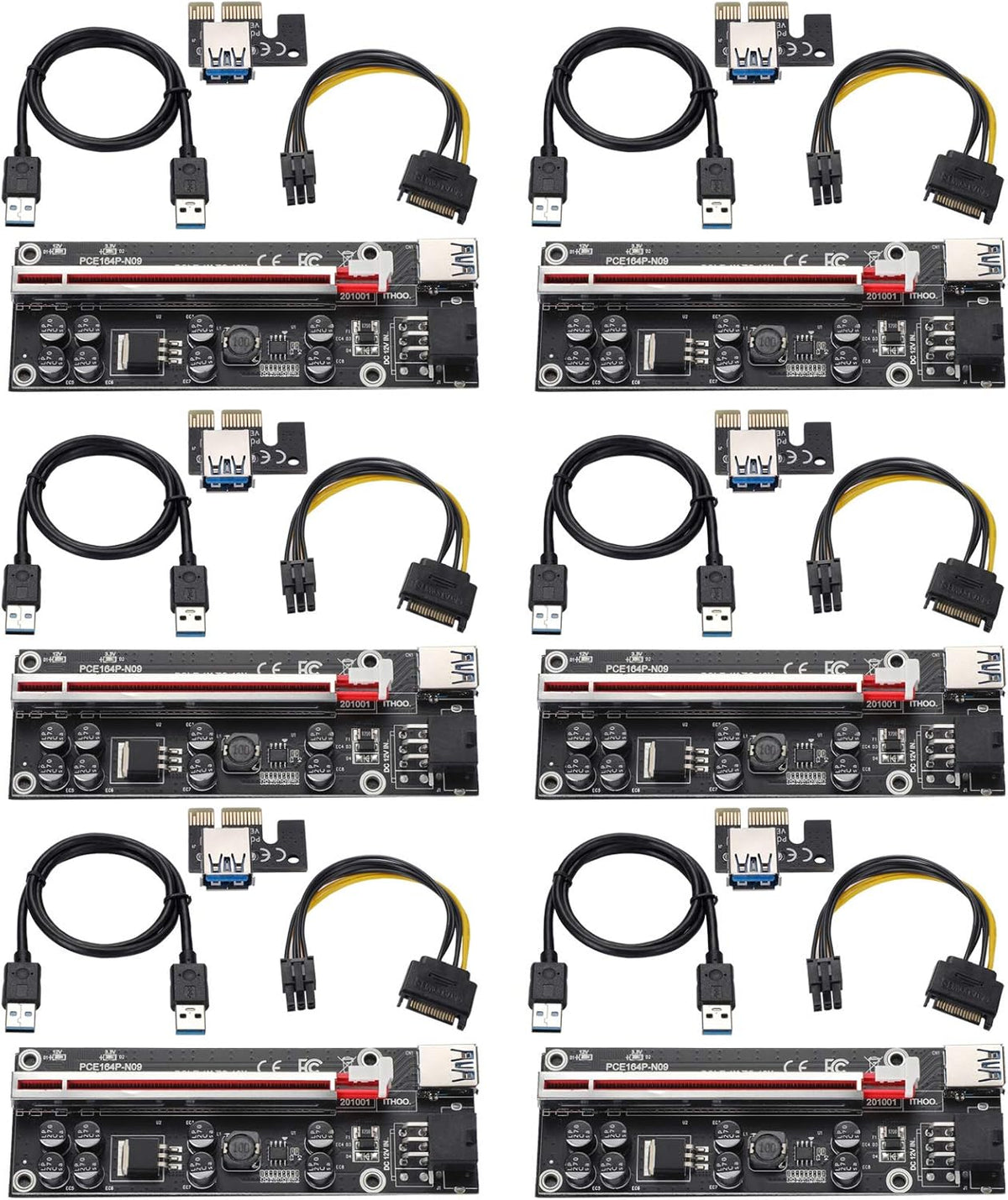 PCI-E 1X to 16X Riser Card with 24in USB 3.0 Extension Cable Q14279