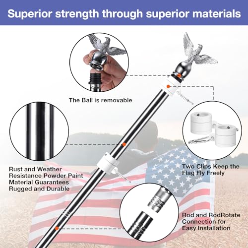 6FT Stainless Steel Flagpole Kit with Holder Bracket Z7593