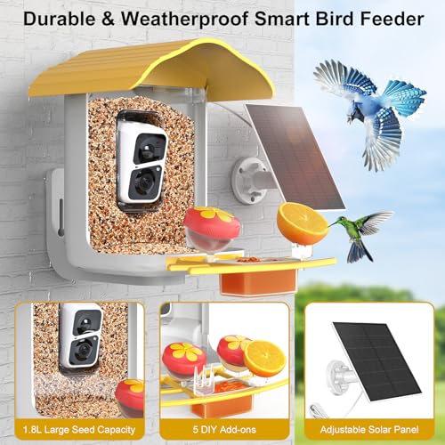Smart Bird Feeder with Camera, 64G SD Card, Solar Panel V99915