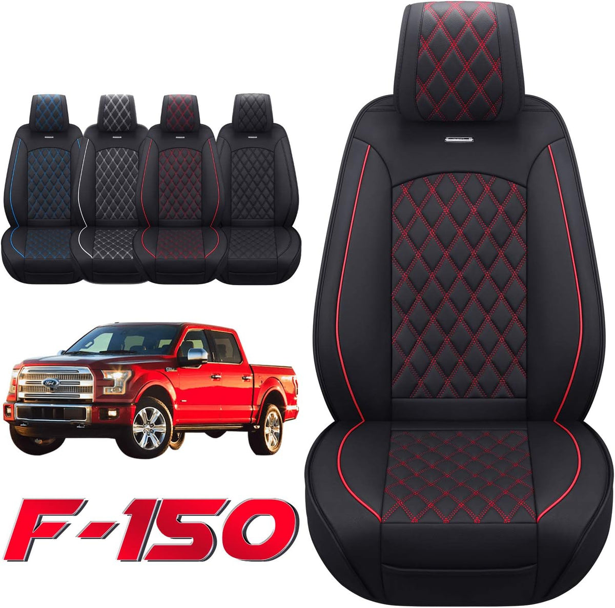 Waterproof Leather Car Seat Covers Full Set Black and Blue E33425