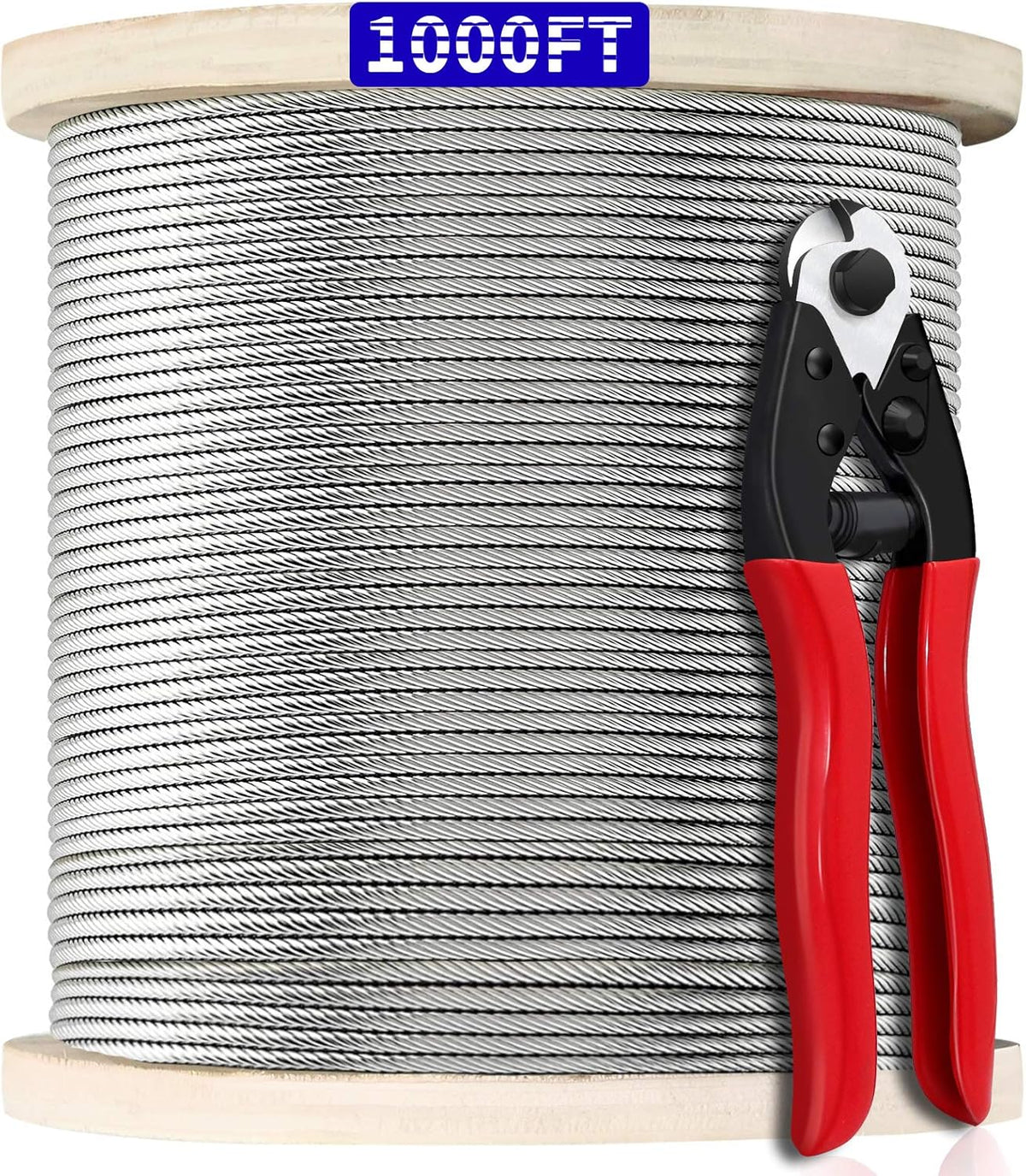 1/8 T316 Stainless Steel Cable with Cutter, 600FT 7 x 7 Strands Wire Rope O88191