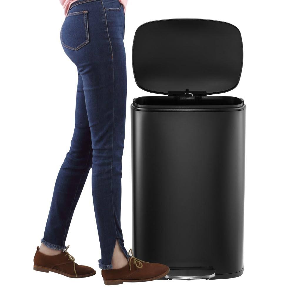 13-Gallon Stainless Steel Trash Can with Soft-Close Lid I160360