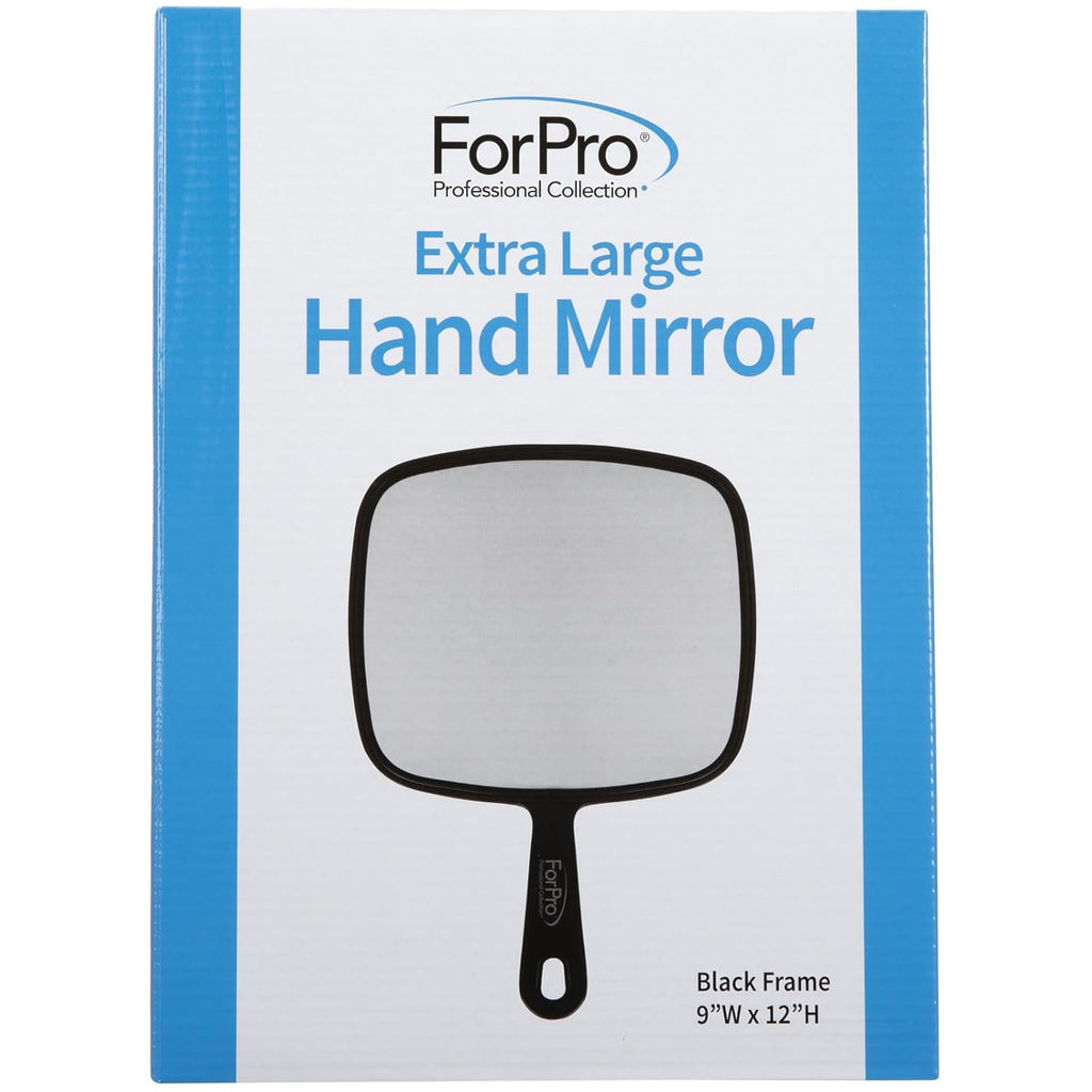 Extra Large Hand Mirror with Handle, 9" W x 12" L, Black X36906