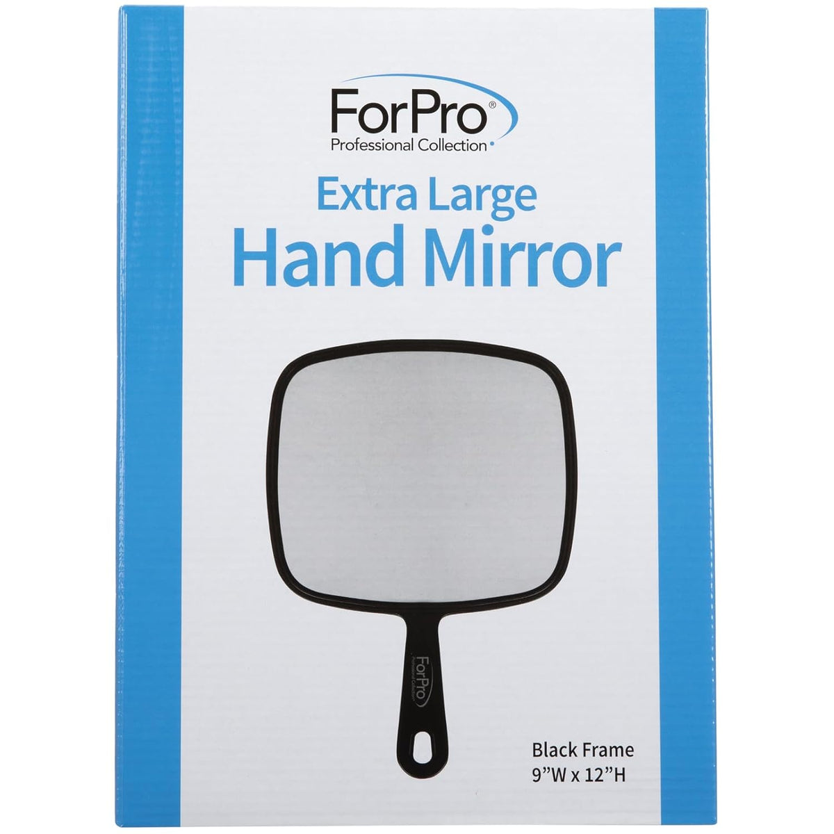 Extra Large Hand Mirror with Handle, 9" W x 12" L, Black X36906