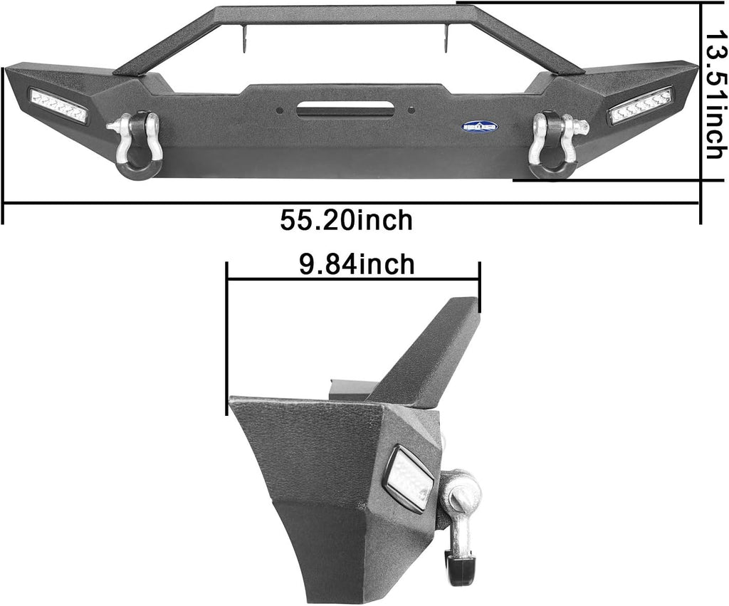 Front Bumper & Rear Bumper with Tire Carrier & Winch Plate & LED Lights I2965